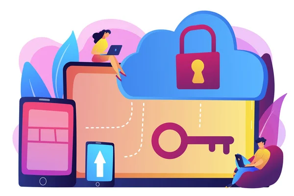 Illustrazione vettoriale del concetto di sicurezza del cloud computing. — Vettoriale Stock