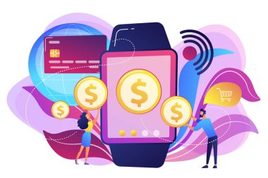 SmartWatch ödeme kavramı vektör çizim.