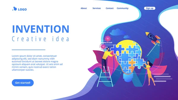 Creatief idee concept landing page. — Stockvector