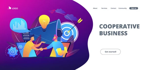 Concepto de colaboración landing page . — Vector de stock