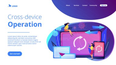 Cross-device syncing concept landing page. clipart