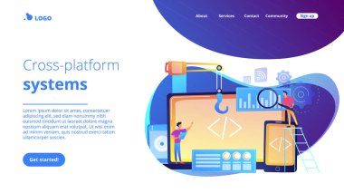 Cross-platform development concept landing page. clipart