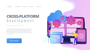 Çapraz platform programlama konsepti iniş sayfası.