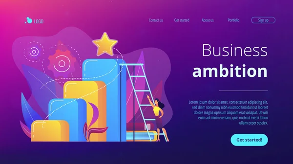 Business Ambition Konzept Landing Page. — Stockvektor