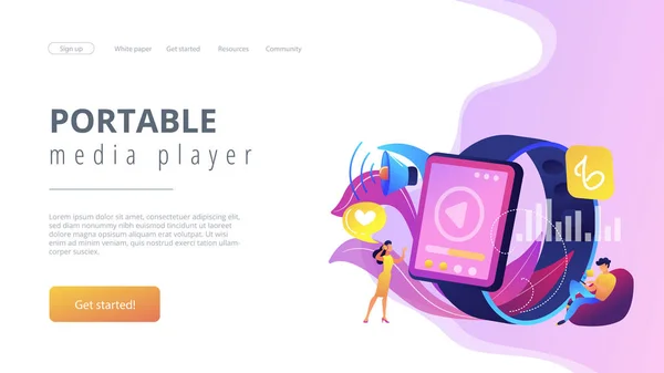 Smartwatch player concept page d'accueil . — Image vectorielle