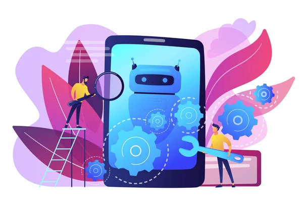 Chatbot app development concept vector illustration. — Stock Vector