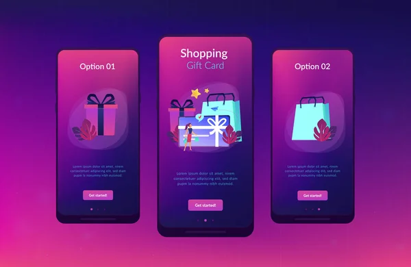 ギフト カード アプリケーション インタ フェース ・ テンプレート. — ストックベクタ