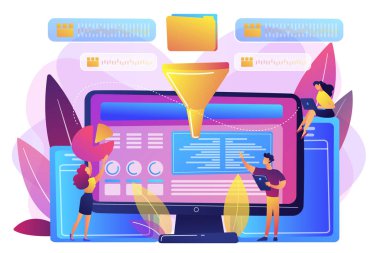 İş zeka dashboard kavramı vektör çizim.