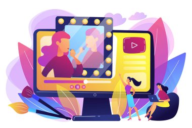 Güzellik blogger kavramı vektör çizim.