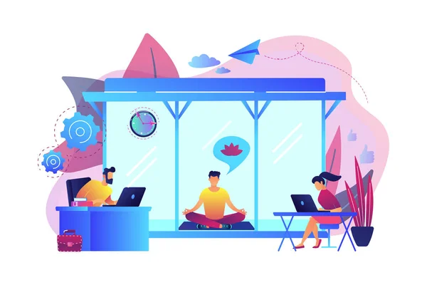 Office meditation booth concept vector illustration. — Stock Vector