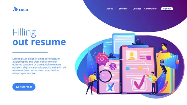 採用担当者の概念ランディングページ. — ストックベクタ