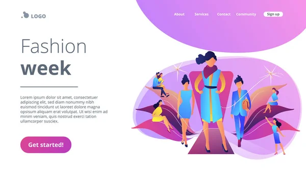 Semana de la moda concepto landing page . — Vector de stock