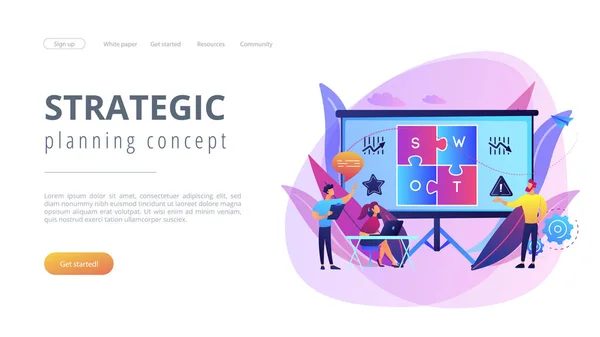 Ανάλυση SWOT concept landing page. — Διανυσματικό Αρχείο