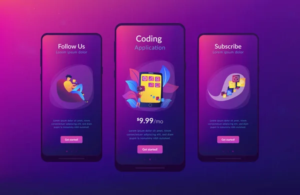 Modelo de interface de aplicativo de desenvolvimento de aplicativos móveis —  Vetores de Stock