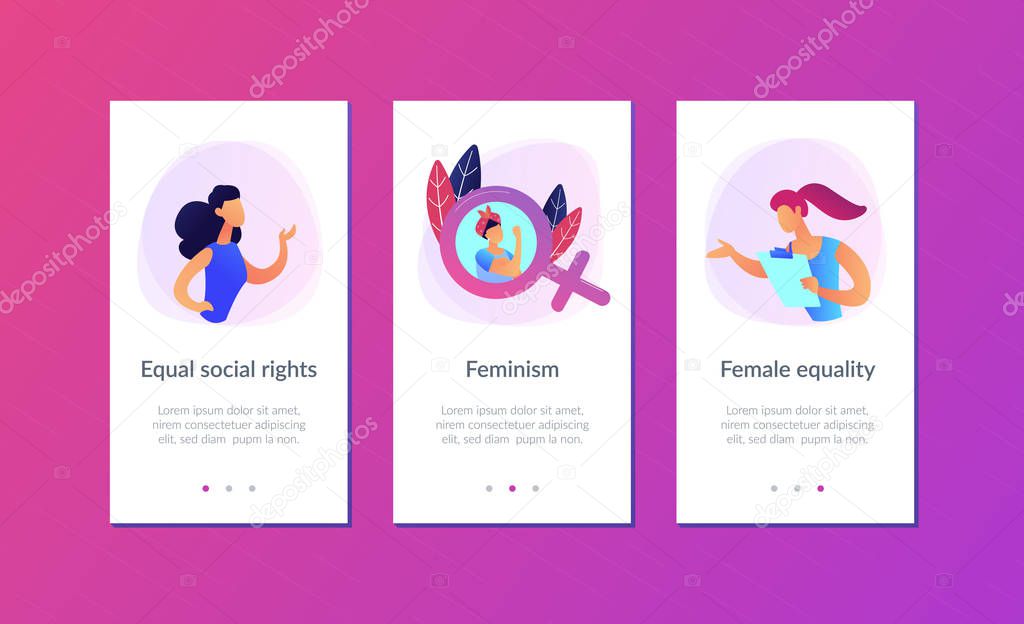 Feminism app interface template.