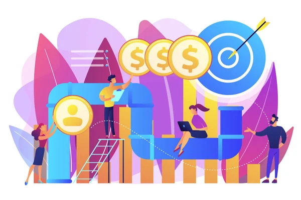 Satış yönetimi kavramı vektör çizim boru hattı.