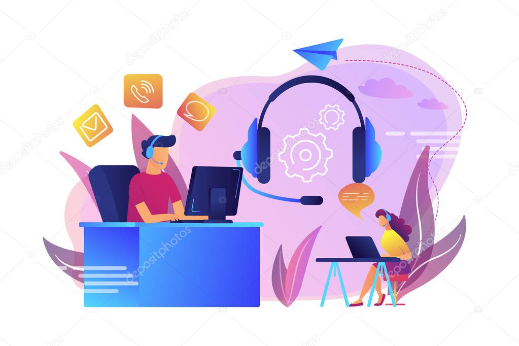 Contact center concept vector illustration.