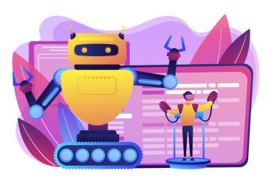 Uzaktan robotlar kavramı vektör çizim işletilen.