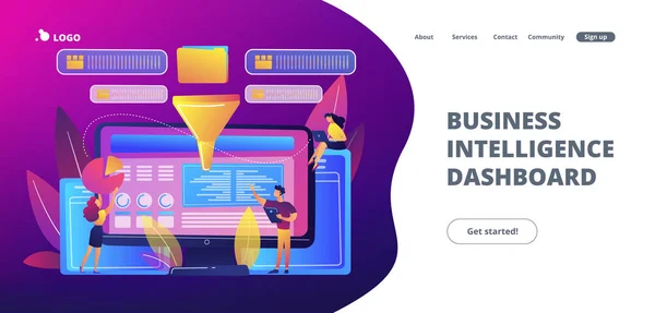 Ficha de aterrizaje de concepto de panel de inteligencia empresarial . — Archivo Imágenes Vectoriales