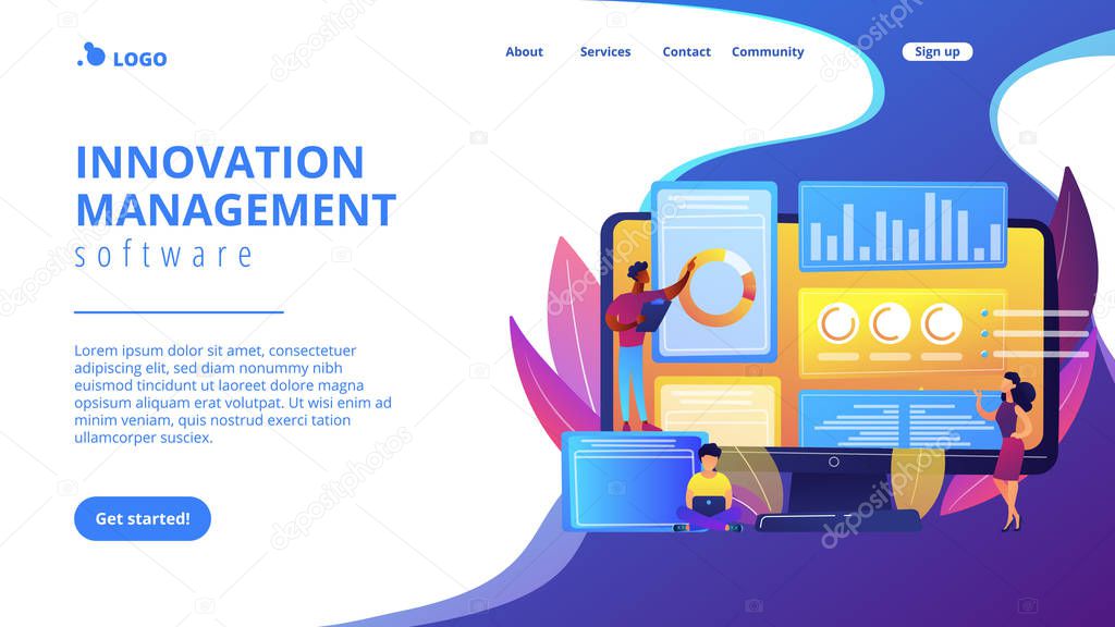 Innovation management software concept landing page.