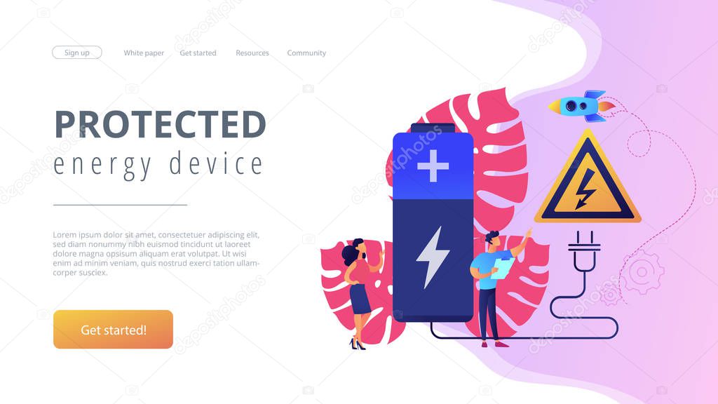 Safety battery concept landing page.