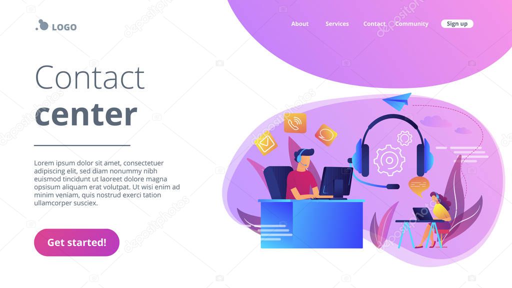 Contact center concept landing page.