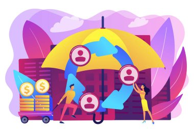 Peer-to-Peer sigorta kavramı vektör çizim.
