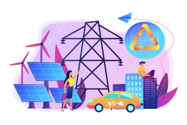 Yenilenebilir enerji kavramı vektör çizim.