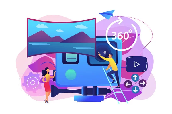 Ilustração vetorial de conceito de tour virtual . — Vetor de Stock