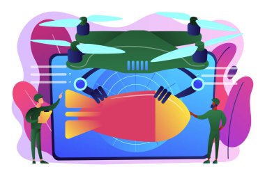 Askeri drone kavramı vektör çizim.