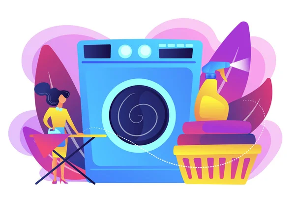 Dry cleaning and laundering concept vector illustration. — Stock Vector