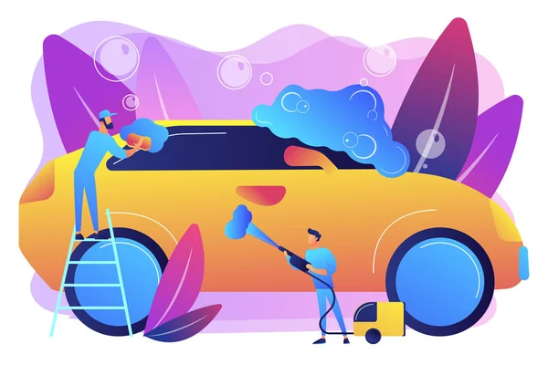 Car Wash Service Konzept Vektor Illustration. — Stockvektor