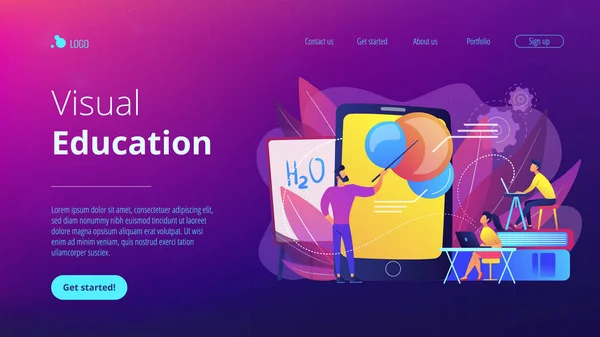 Augmented Reality im Bildungskonzept Landing Page. — Stockvektor