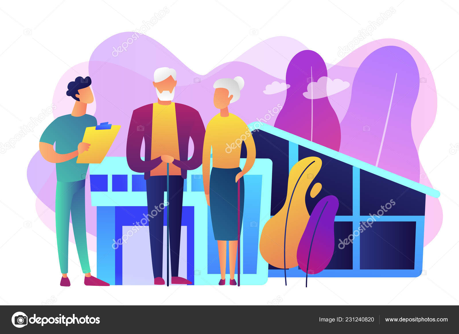 Nursing Home Concept Vector Illustration Stock Vector