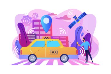 Autonomous taxi concept vector illustration. clipart