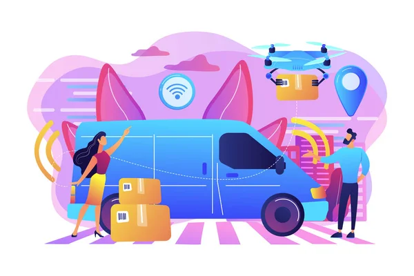 Autonomní courier koncept vektorové ilustrace. — Stockový vektor