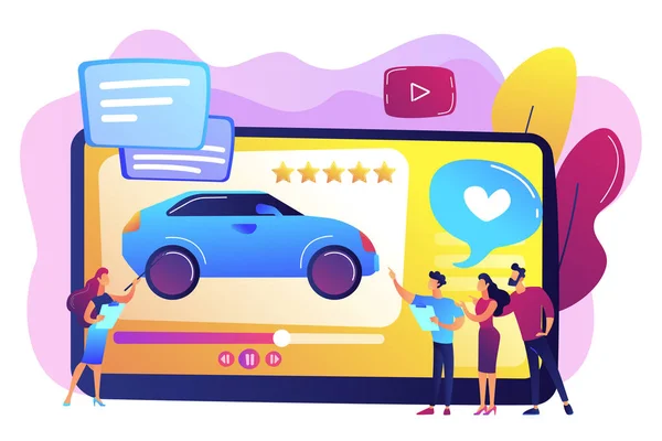 Auto review videoconcept vectorillustratie. — Stockvector