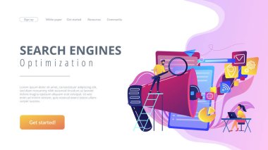 Arama motorları optimizasyon konsepti iniş sayfası.