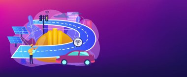 Akıllı yollar inşa konsepti afişi başlığı.