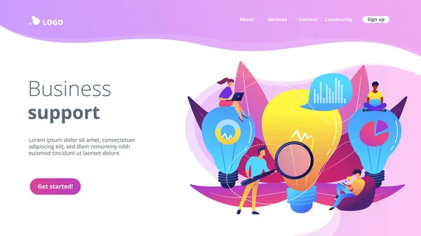 Bedrijfsoplossing concept landing page. — Stockvector