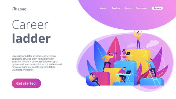 Corporate Ladder Konzept Landing Page. — Stockvektor