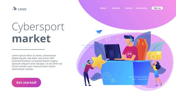 Página de aterrizaje del concepto E-sport . — Vector de stock