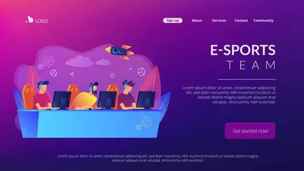E-sport team concept landing page. — Stock Vector