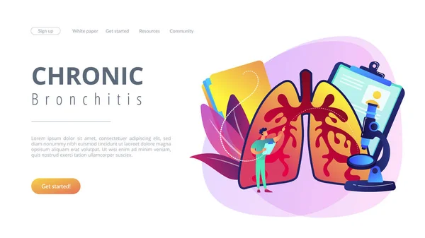 Obstructive pulmonary disease concept landing page. — Stock Vector