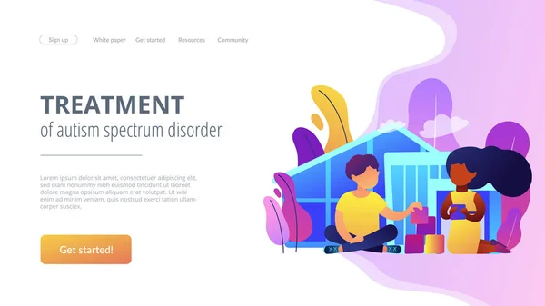 Autism center koncept landing page. — Stockový vektor