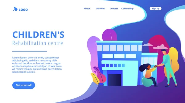 Página inicial do conceito de centro de reabilitação infantil . —  Vetores de Stock