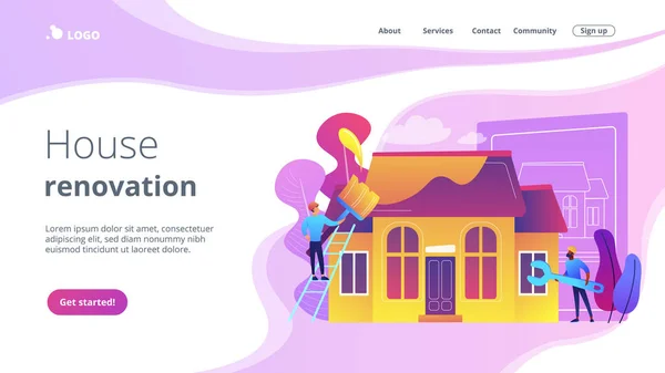 Casa renovación concepto landing page . — Archivo Imágenes Vectoriales