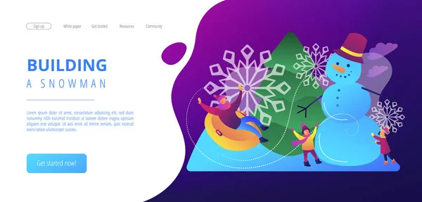 Winter outdoor fun concept landing page. — Stock Illustration Winter outdoor fun concept landing page. Royalty Free Stock Vectors