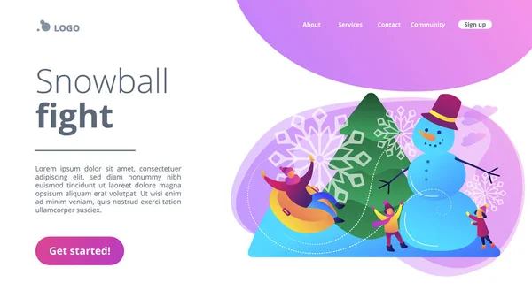Winter outdoor fun concept landing page. — Stock Illustration Winter outdoor fun concept landing page. Stock Vector