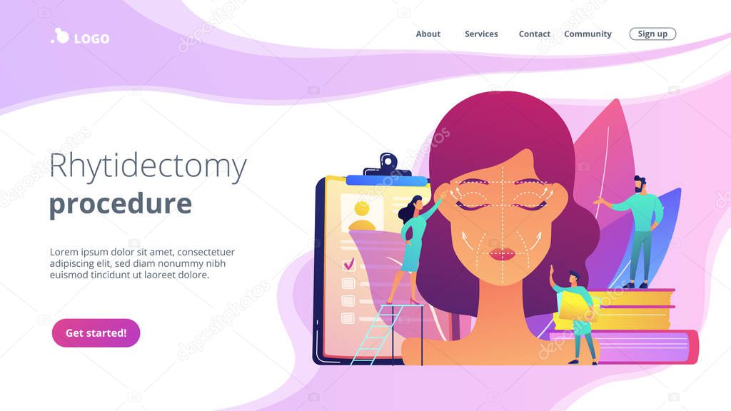 Face lifting concept landing page.